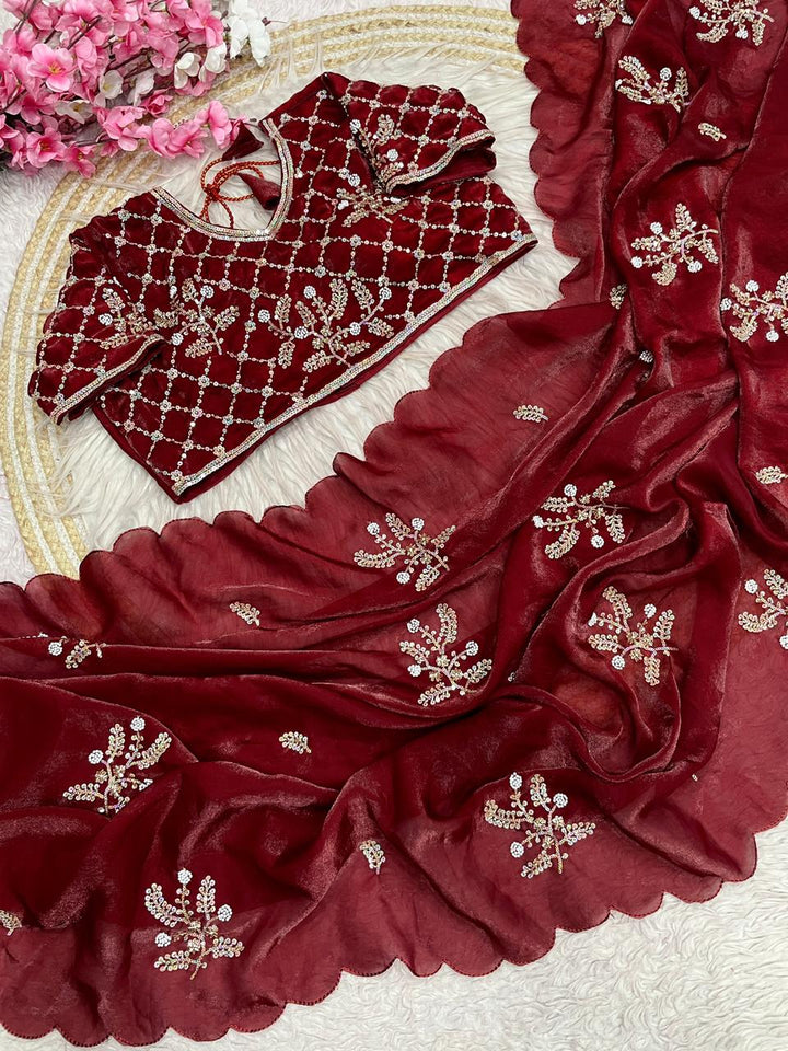 An Elegant Story Fancy Satin Silk Saree