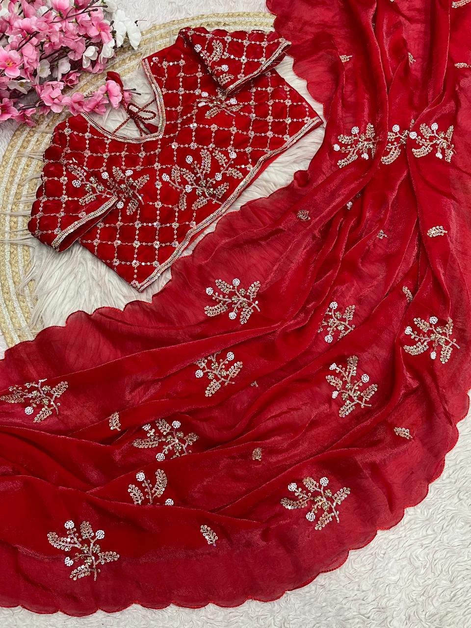 An Elegant Story Fancy Satin Silk Saree