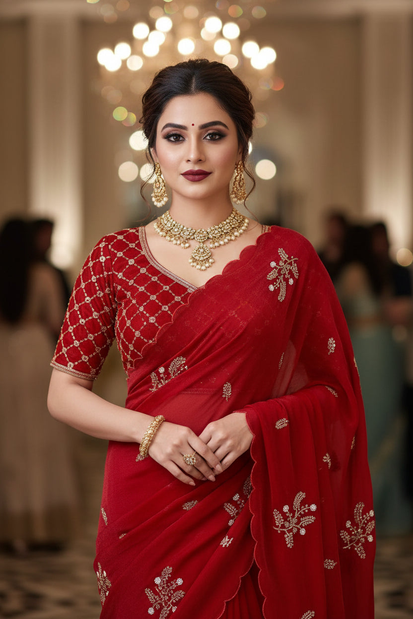 An Elegant Story Fancy Satin Silk Saree