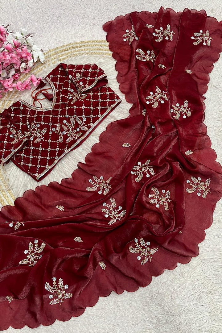 An Elegant Story Fancy Satin Silk Saree