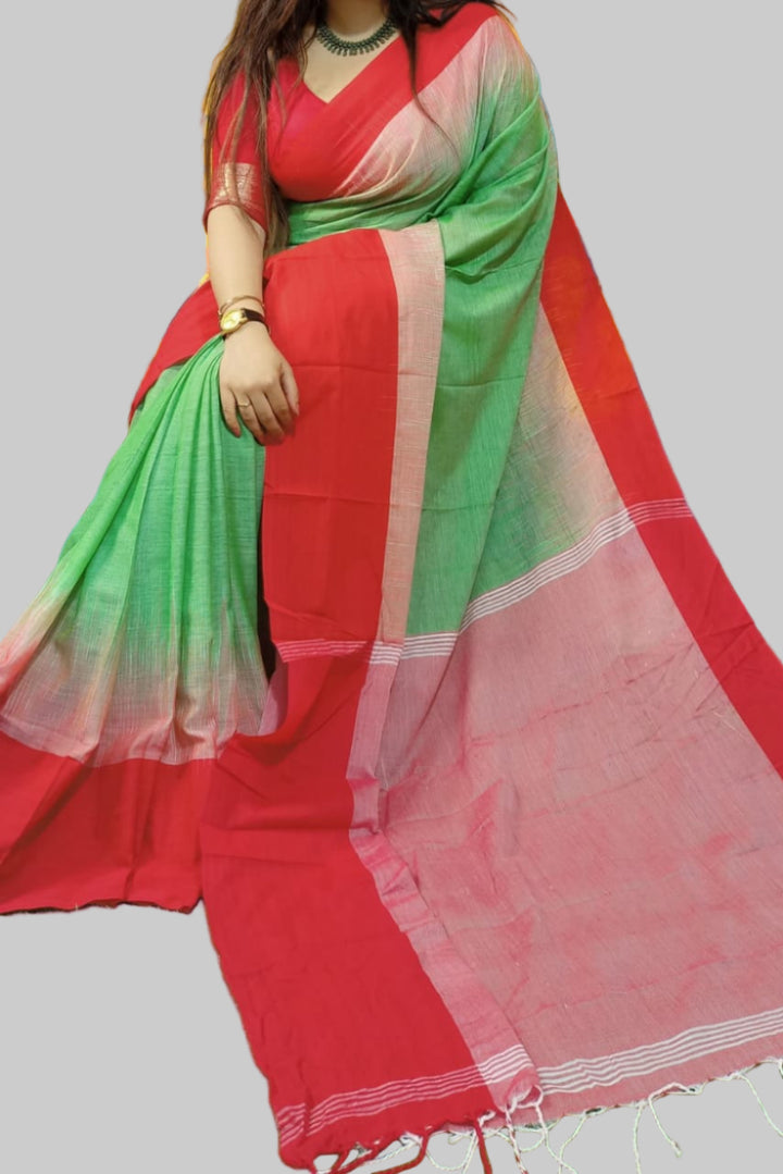 Shoroter Pathe Khadi Cotton Saree