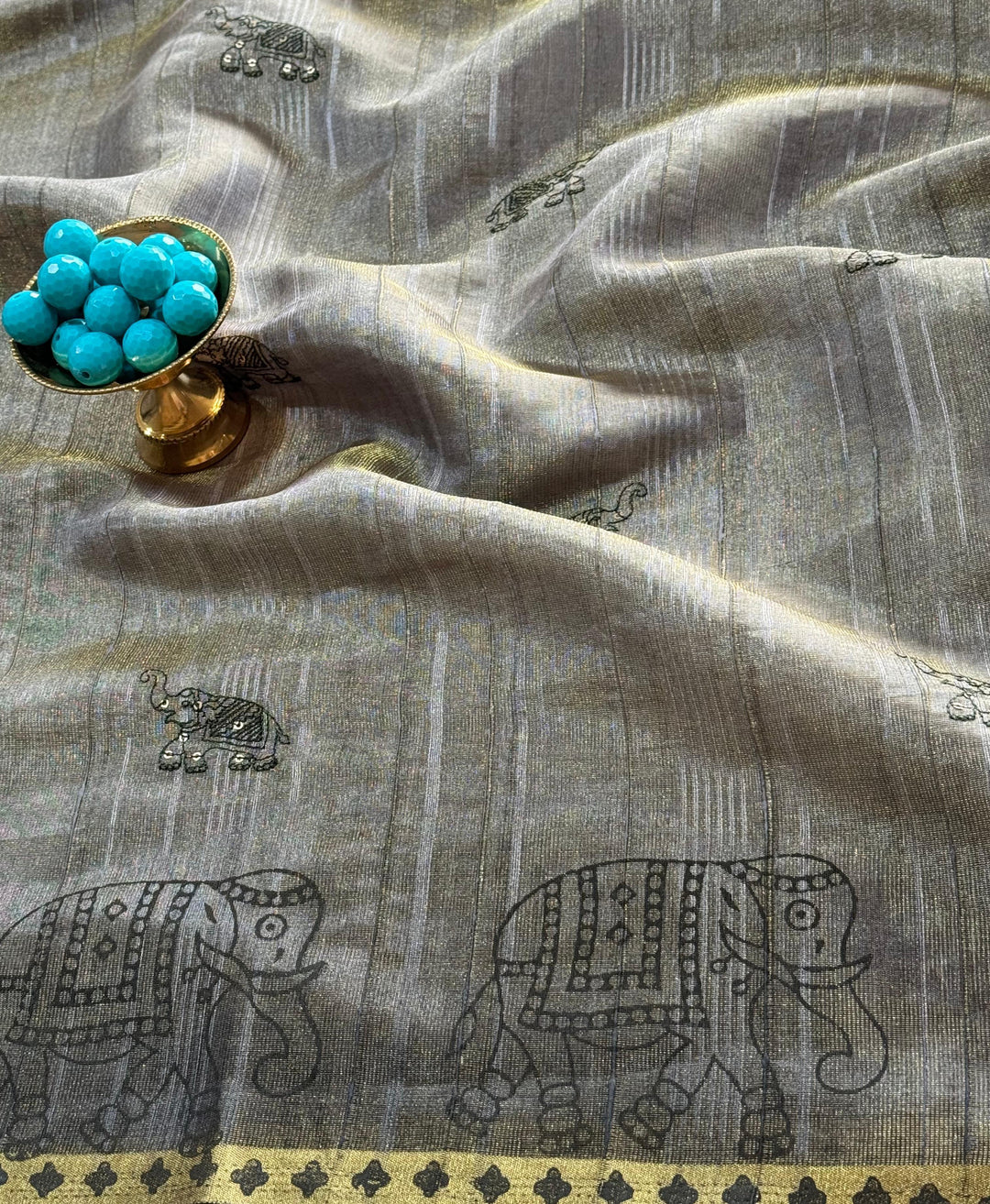 Leaffall Loom Tussar Tissue Silk Saree