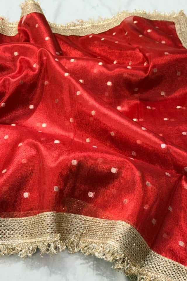 Art On Fabric Tissue Banarasi Silk Saree
