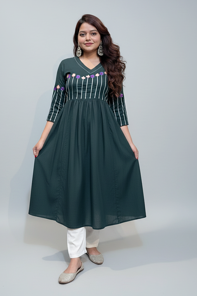 Very Smart Look- Cotton Kurti Set