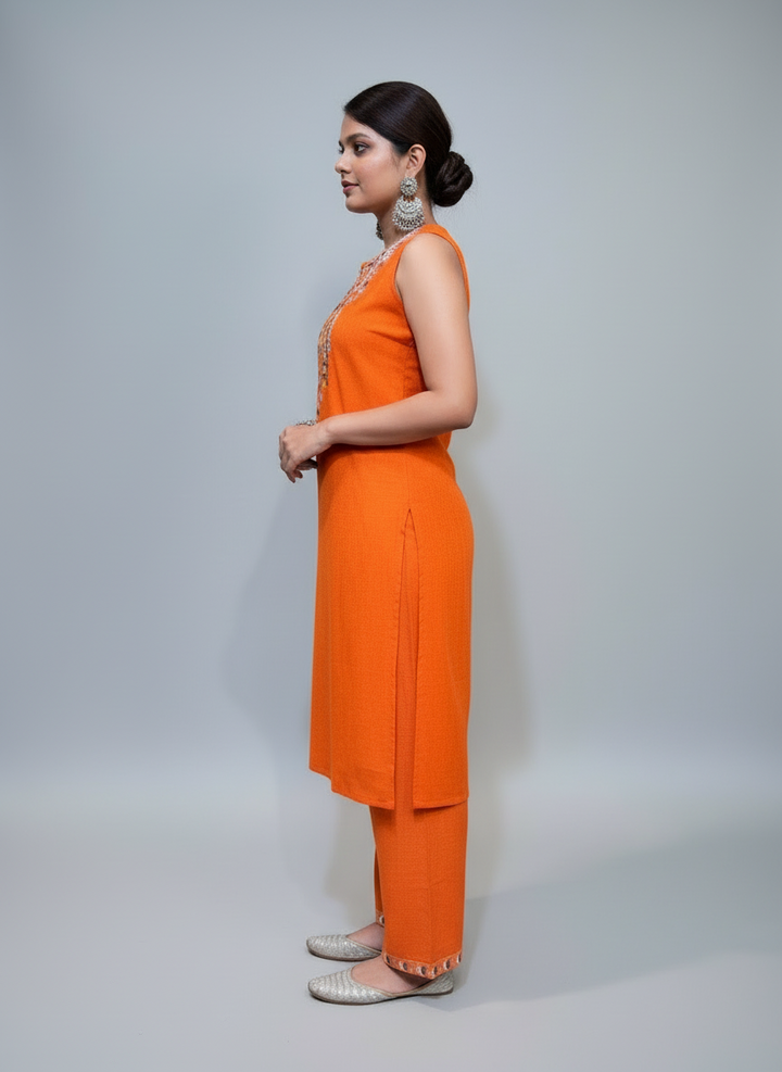 Orange Day- Cotton Kurti Set