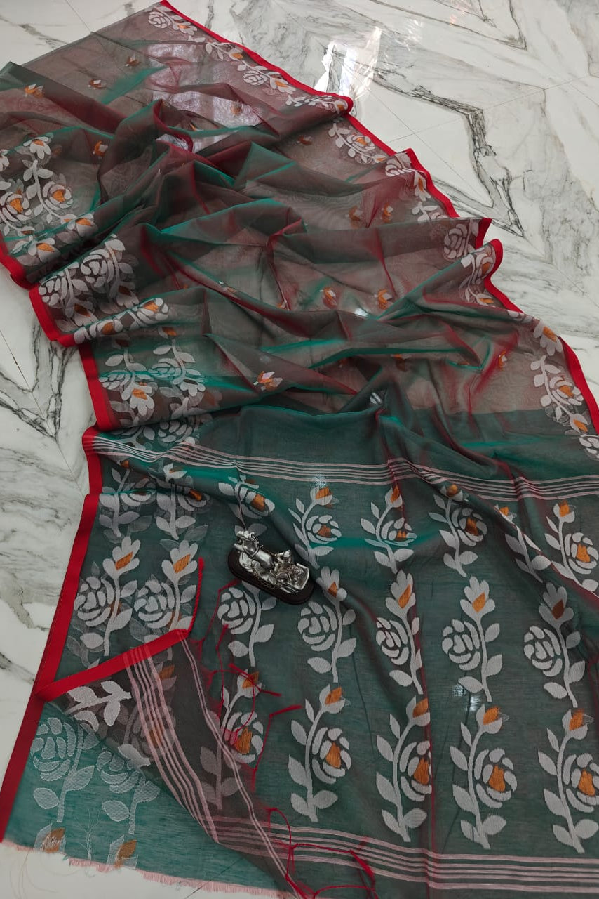 Rani Golap Muslin Banarasi Saree