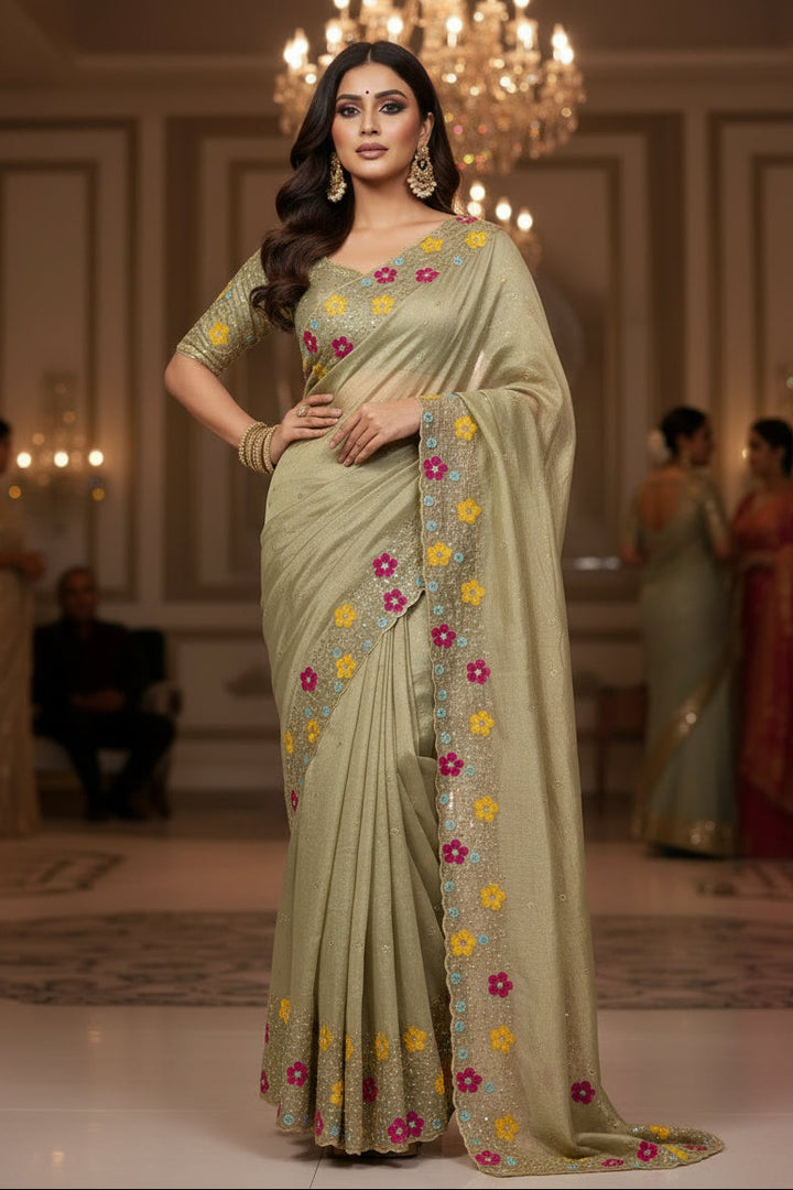 A Beautiful Gold Crush Silk Saree