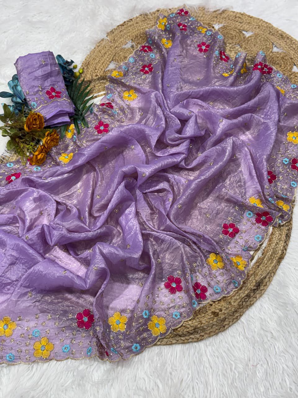 A Beautiful Gold Crush Silk Saree