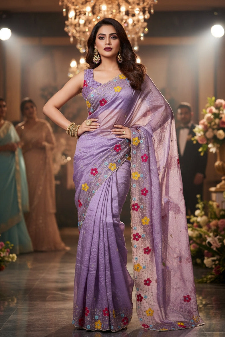 A Beautiful Gold Crush Silk Saree