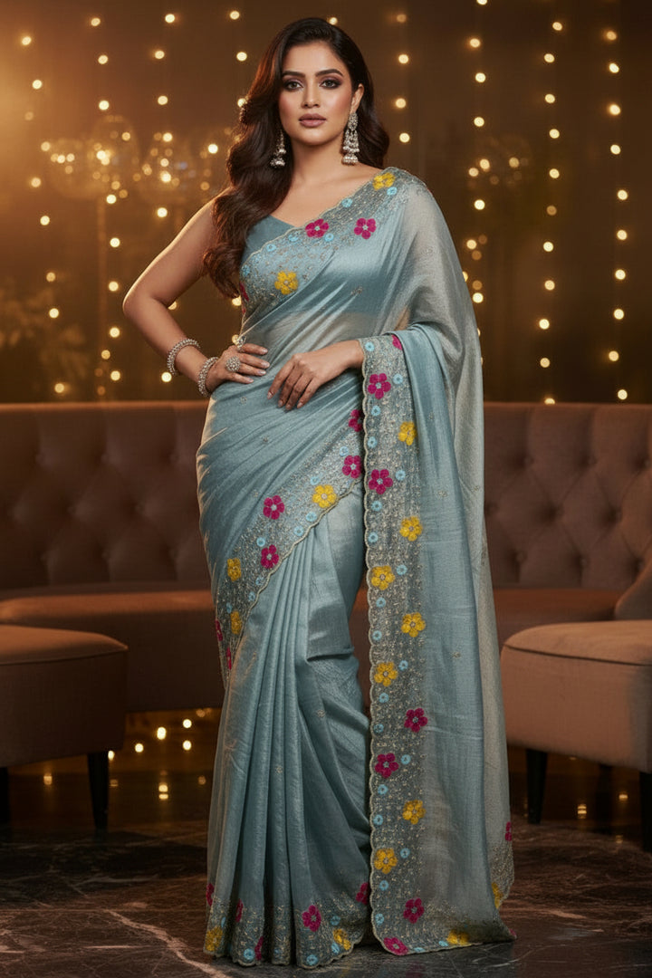 A Beautiful Gold Crush Silk Saree