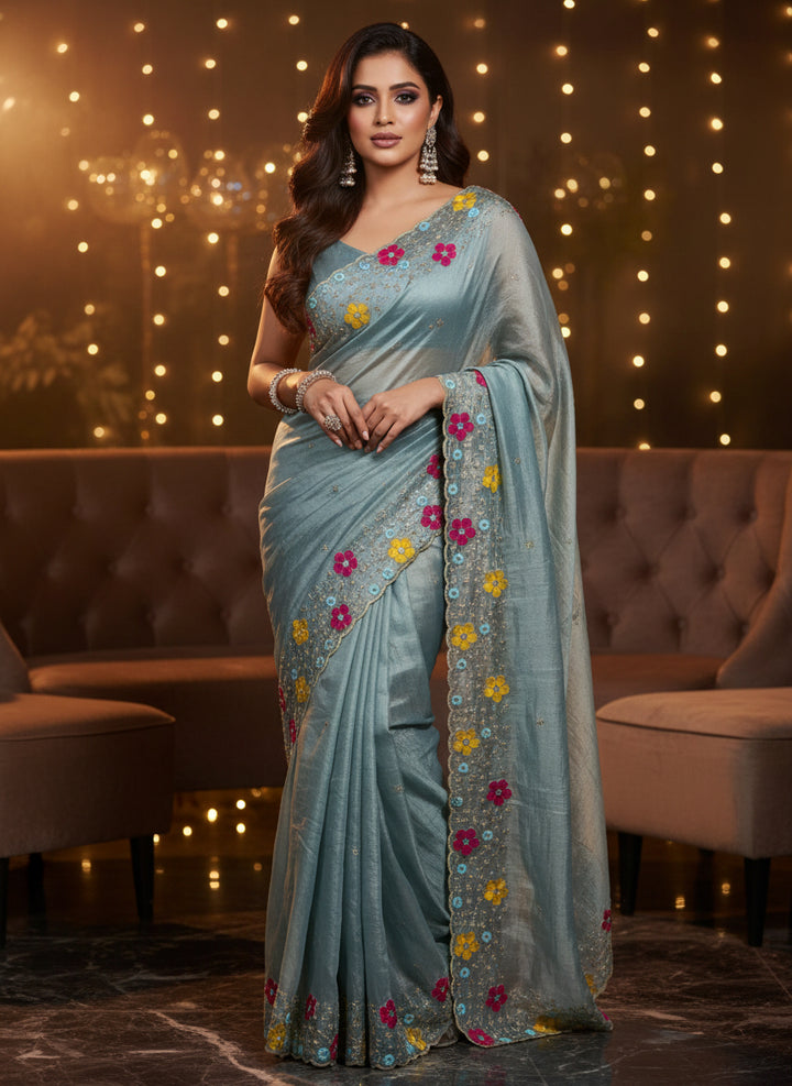 A Beautiful Gold Crush Silk Saree