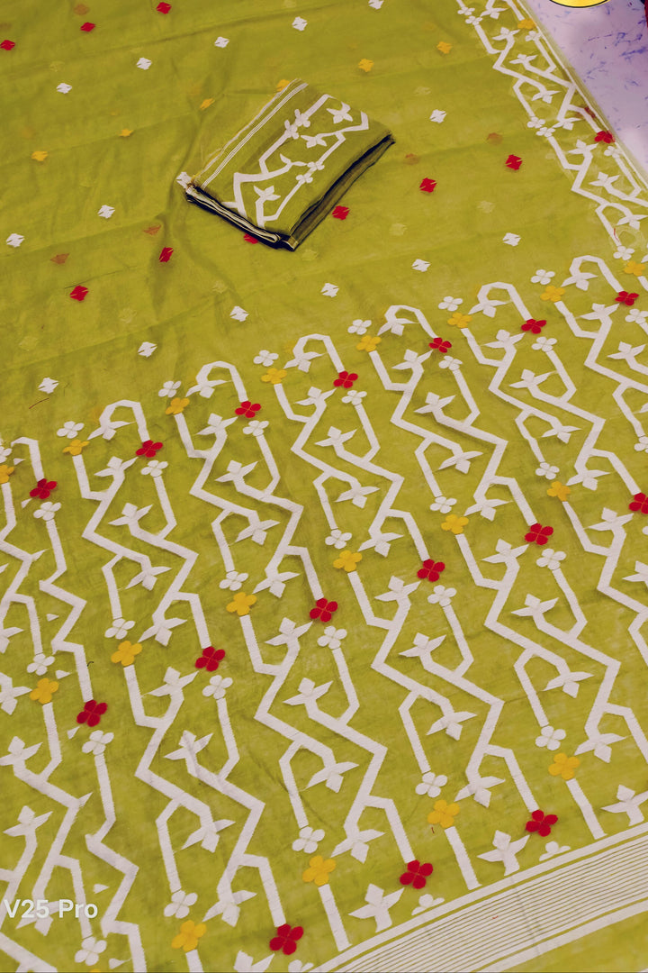 Chorui Pakhi Muslin Dhakai Jamdani Saree