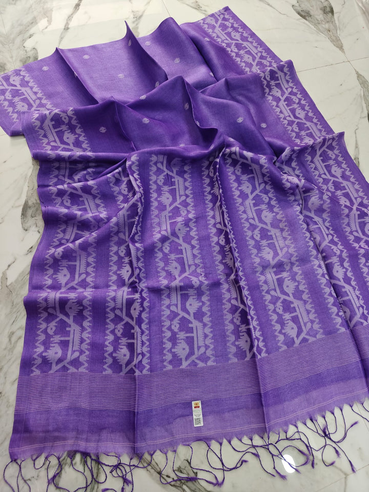 Hridoy Bindu Gachi Tussar Jamdani Saree