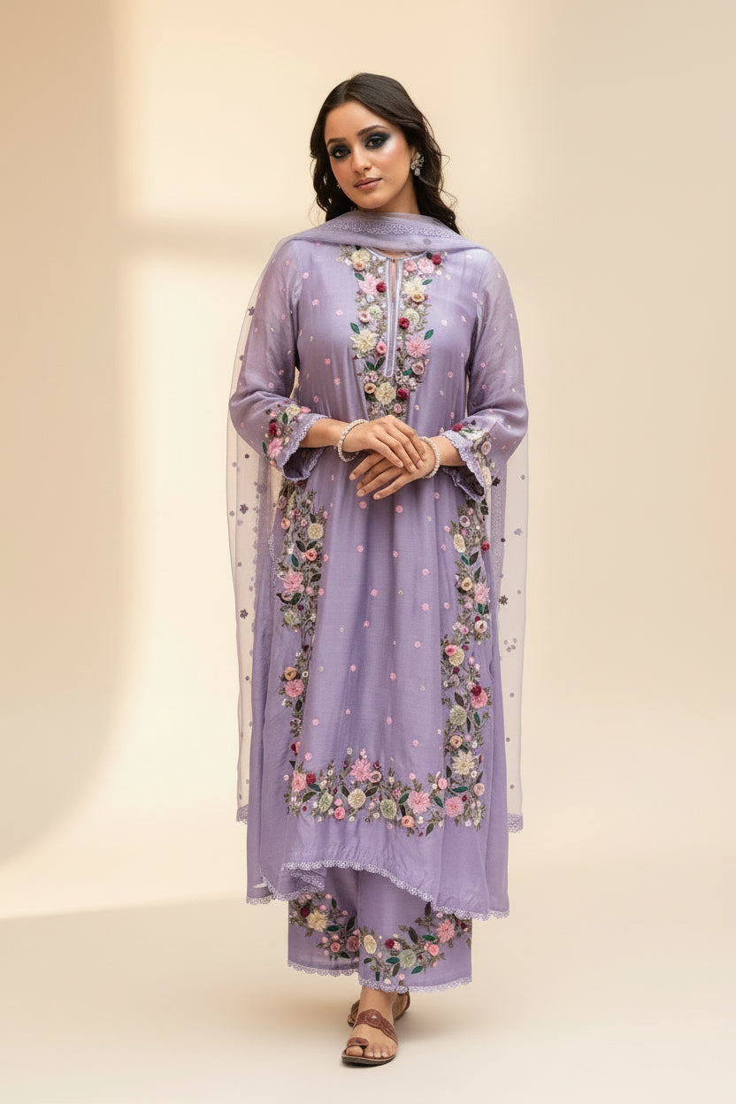 Floral Wind Georgette Kurti Set