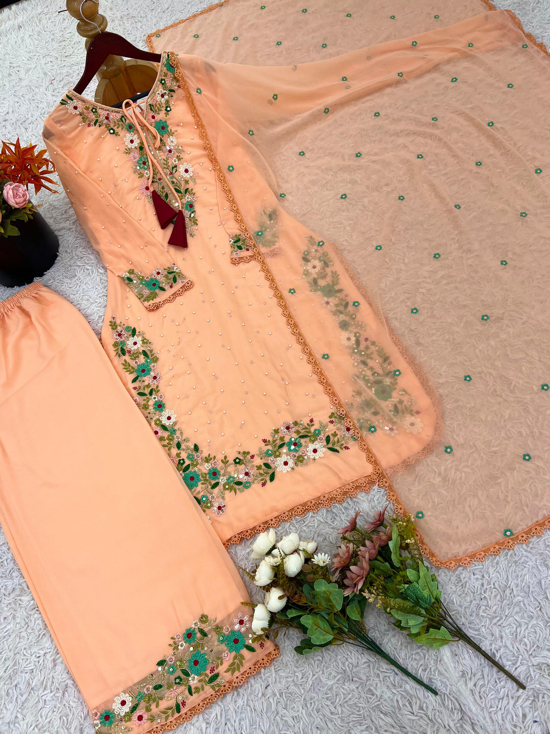 Floral Wind Georgette Kurti Set