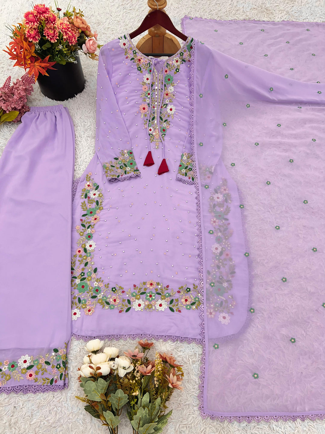 Floral Wind Georgette Kurti Set