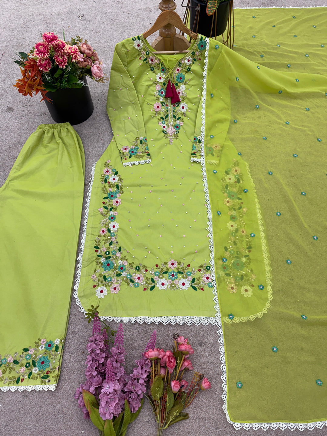 Floral Wind Georgette Kurti Set