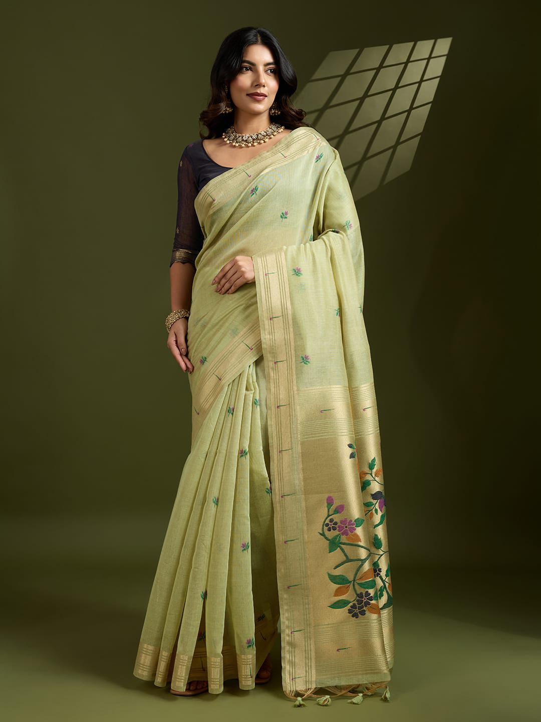 Plum Regalina Muga Cotton Paithani Saree