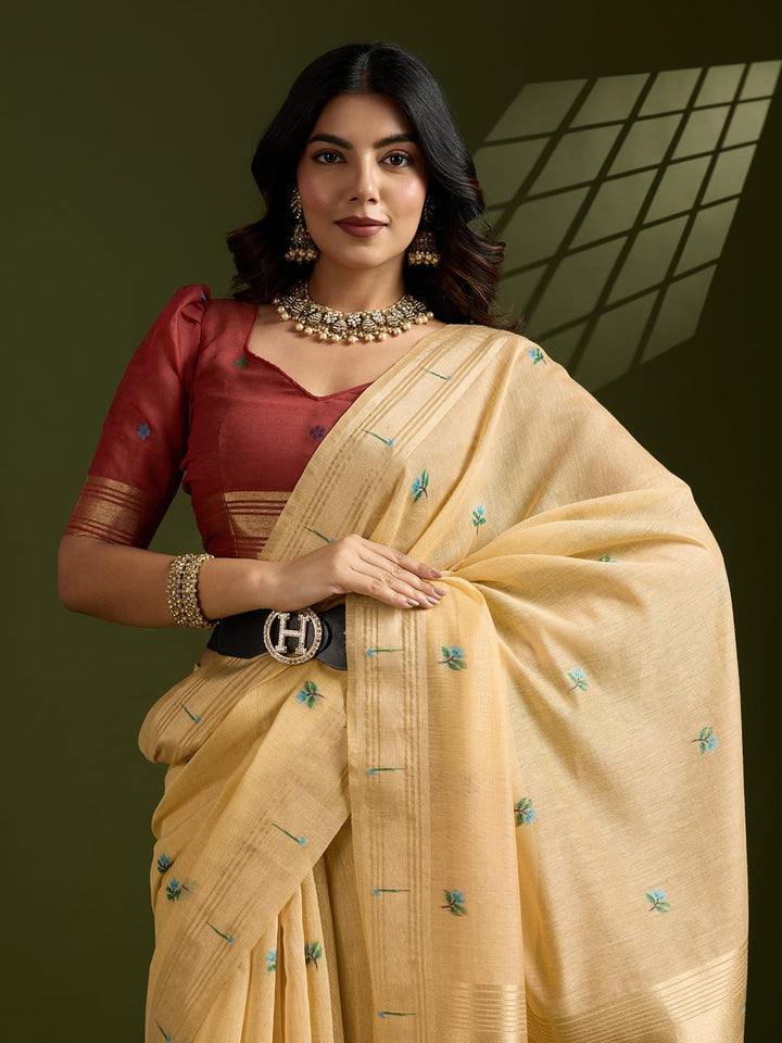Plum Regalina Muga Cotton Paithani Saree