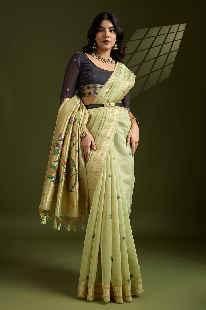 Plum Regalina Muga Cotton Paithani Saree