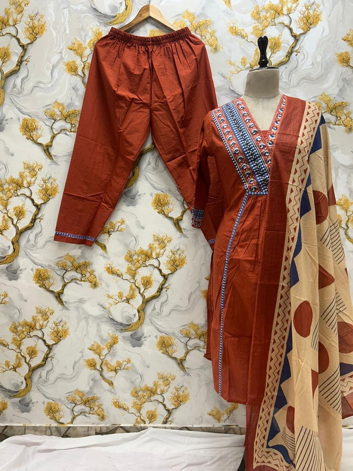 Imperial Iris Cotton Kurti Set