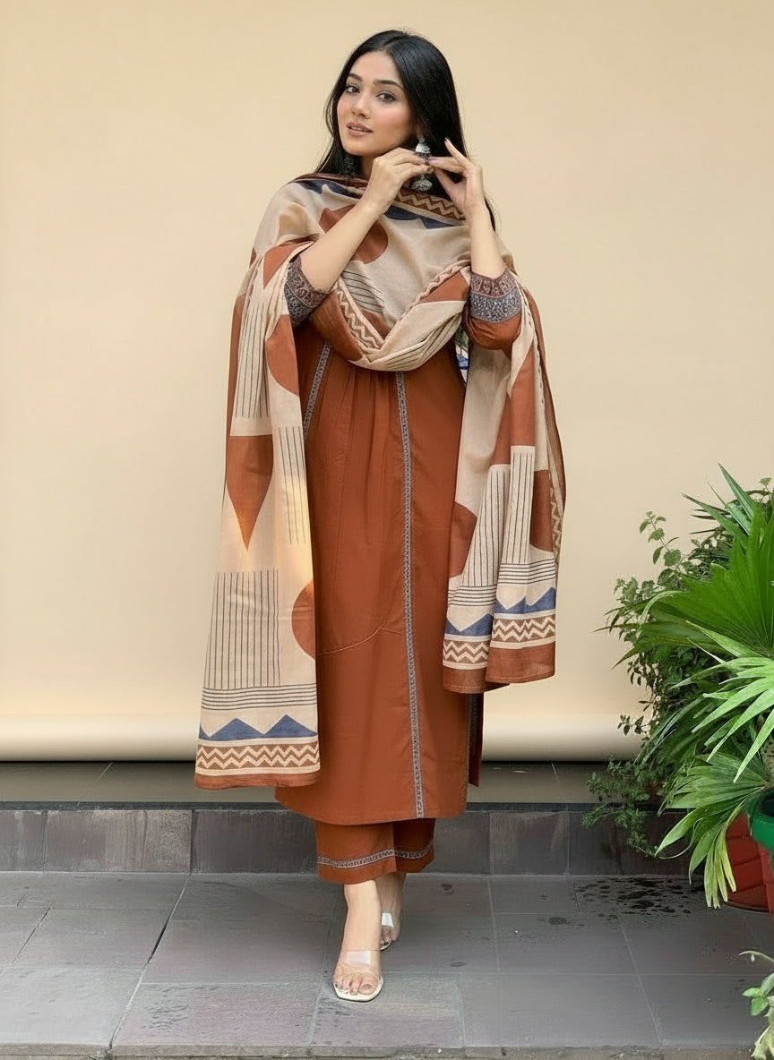 Imperial Iris Cotton Kurti Set