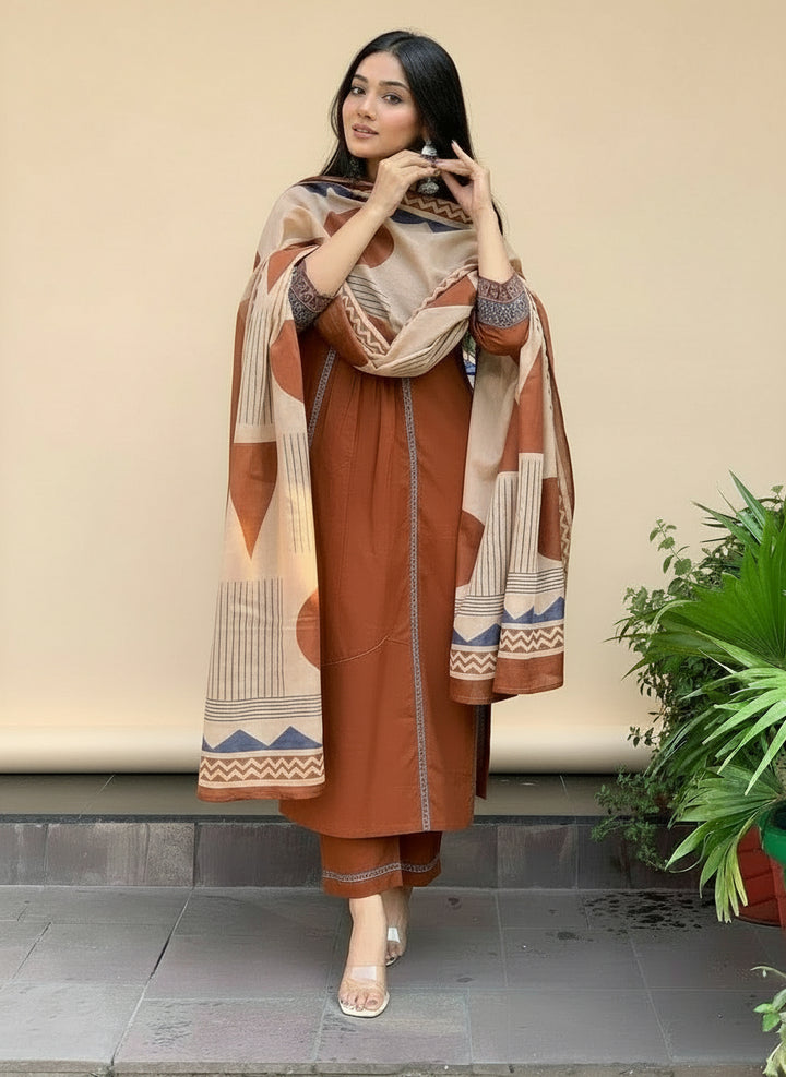 Imperial Iris Cotton Kurti Set