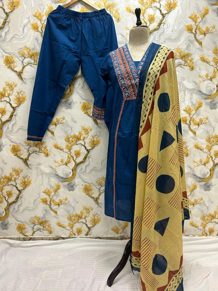 Imperial Iris Cotton Kurti Set