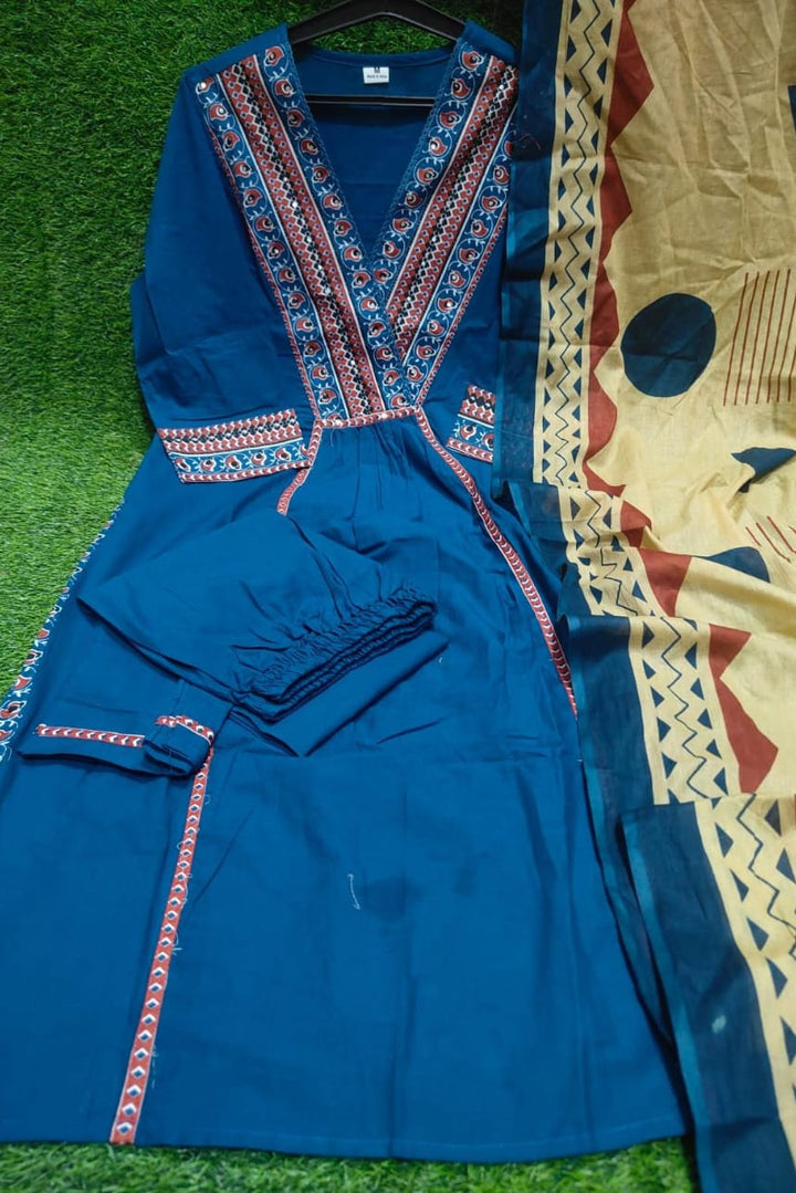 Imperial Iris Cotton Kurti Set