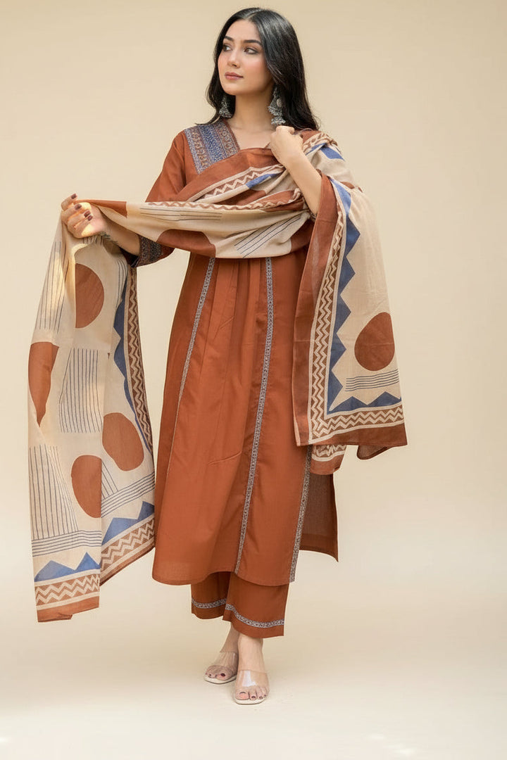 Imperial Iris Cotton Kurti Set