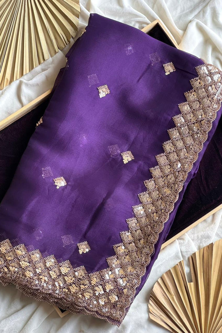 Queen’s Orchid Tissue Crepe Silk Saree
