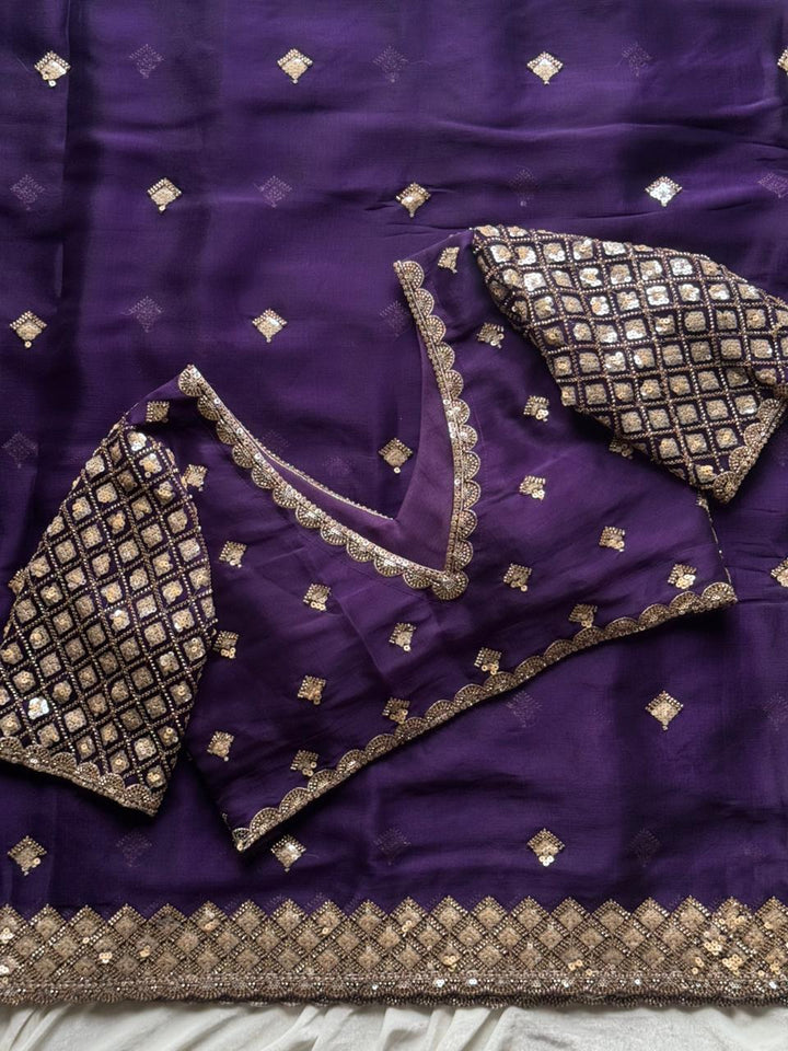 Queen’s Orchid Tissue Crepe Silk Saree