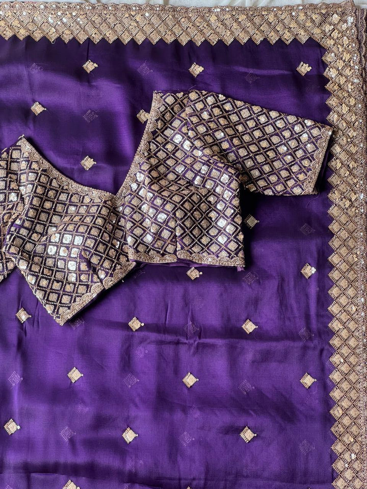 Queen’s Orchid Tissue Crepe Silk Saree