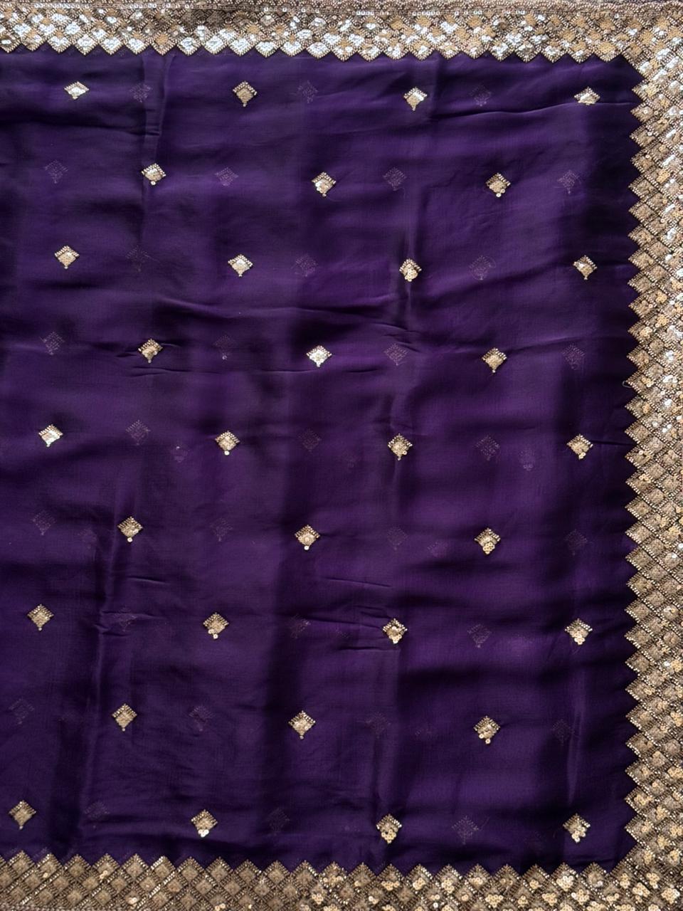 Queen’s Orchid Tissue Crepe Silk Saree