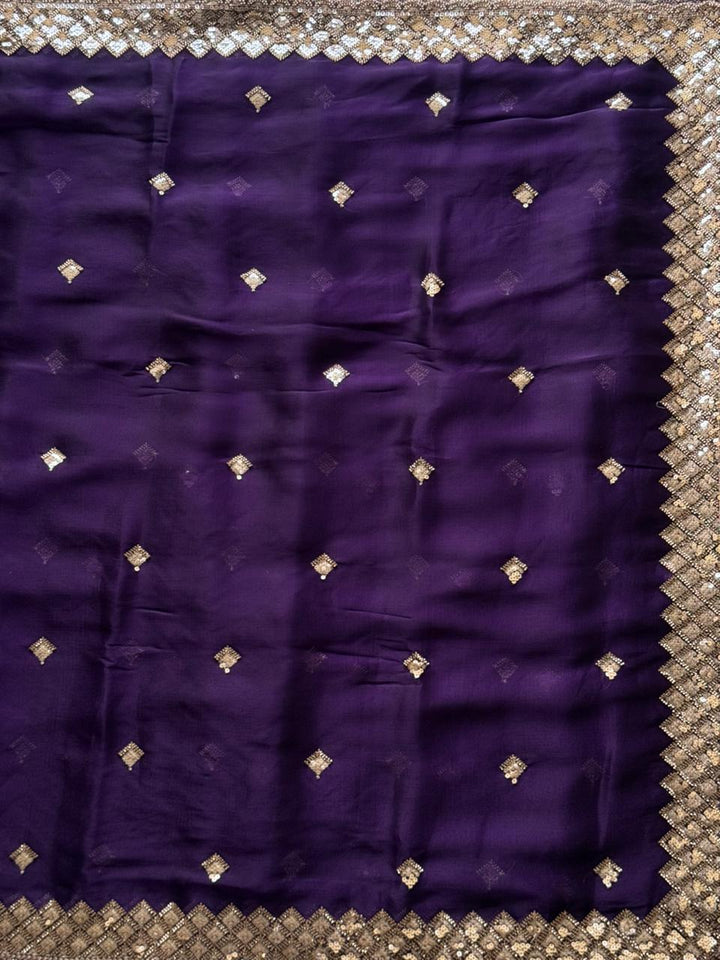 Queen’s Orchid Tissue Crepe Silk Saree