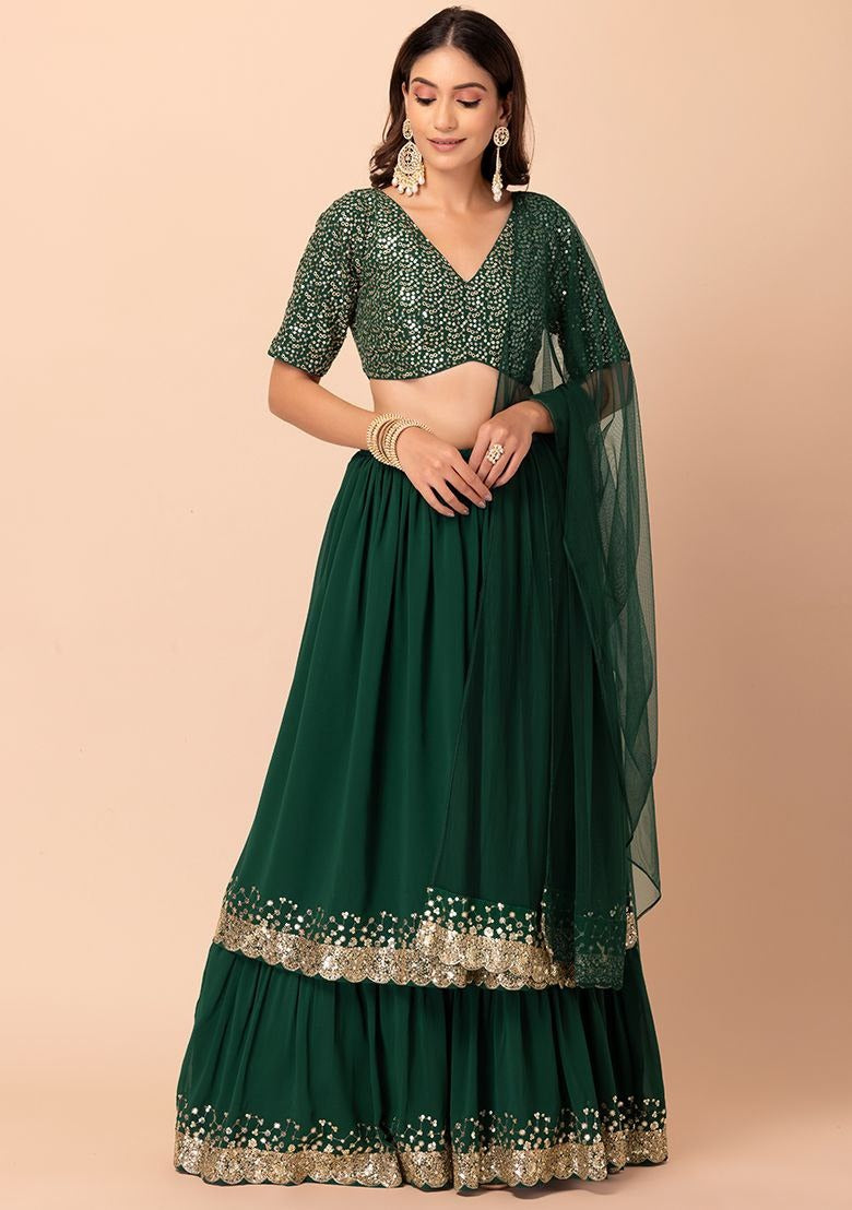 Mild Moonbeam Georgette Lehenga