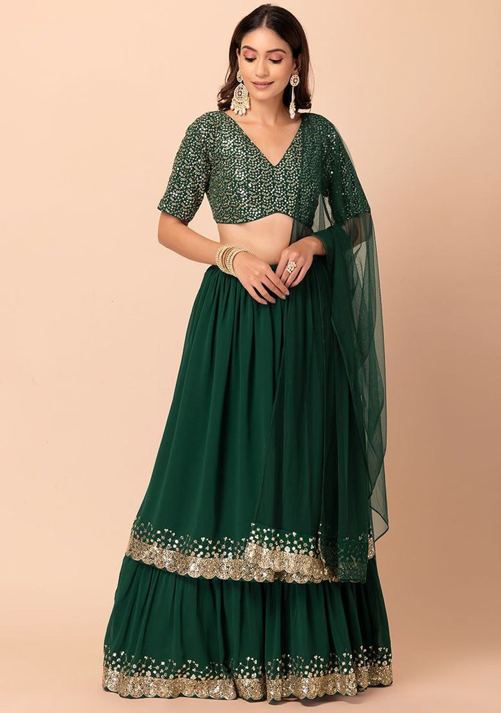 Mild Moonbeam Georgette Lehenga
