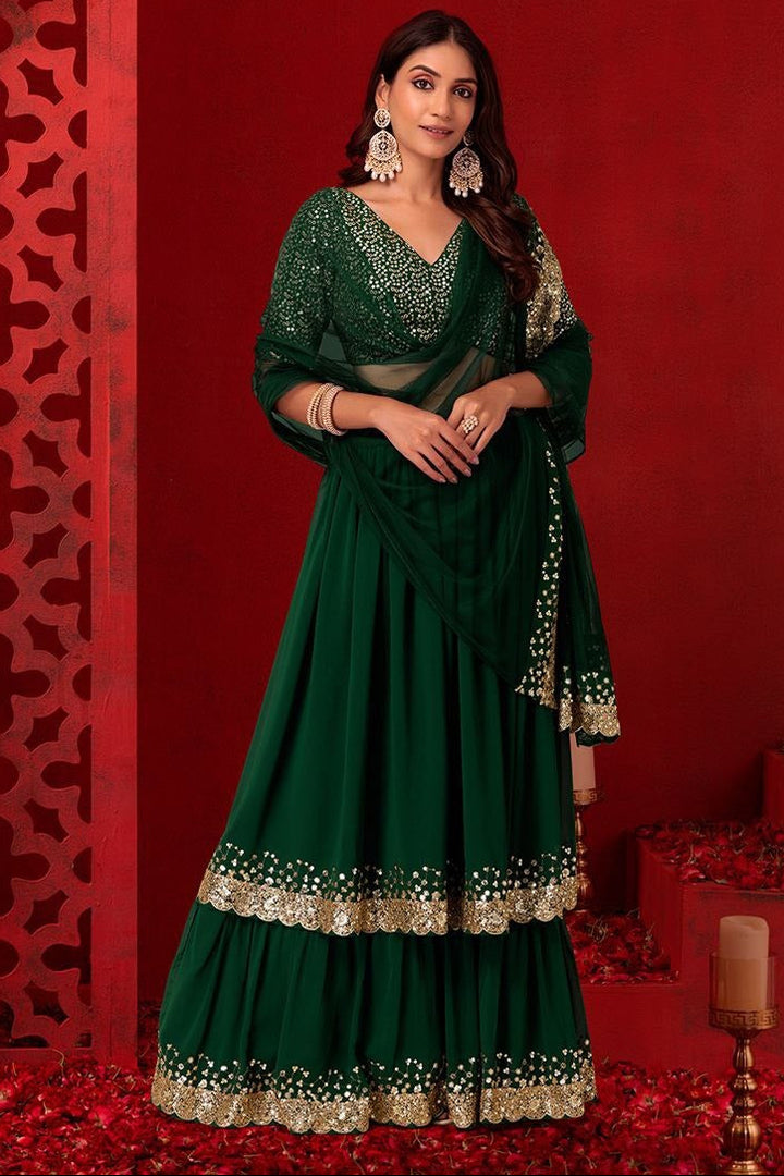 Mild Moonbeam Georgette Lehenga