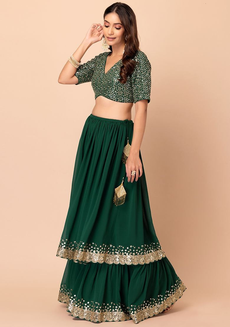 Mild Moonbeam Georgette Lehenga