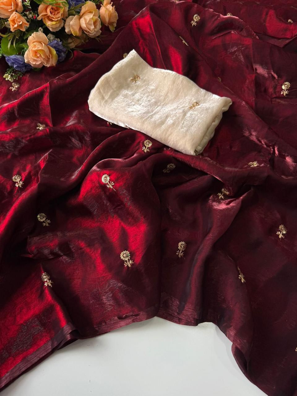 Peacebeam Satin Silk Saree