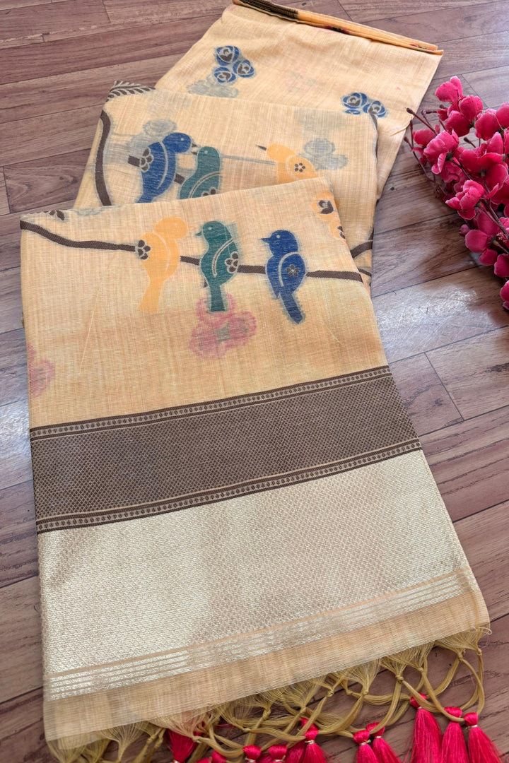 Dawn of Calm Muga Silk Saree