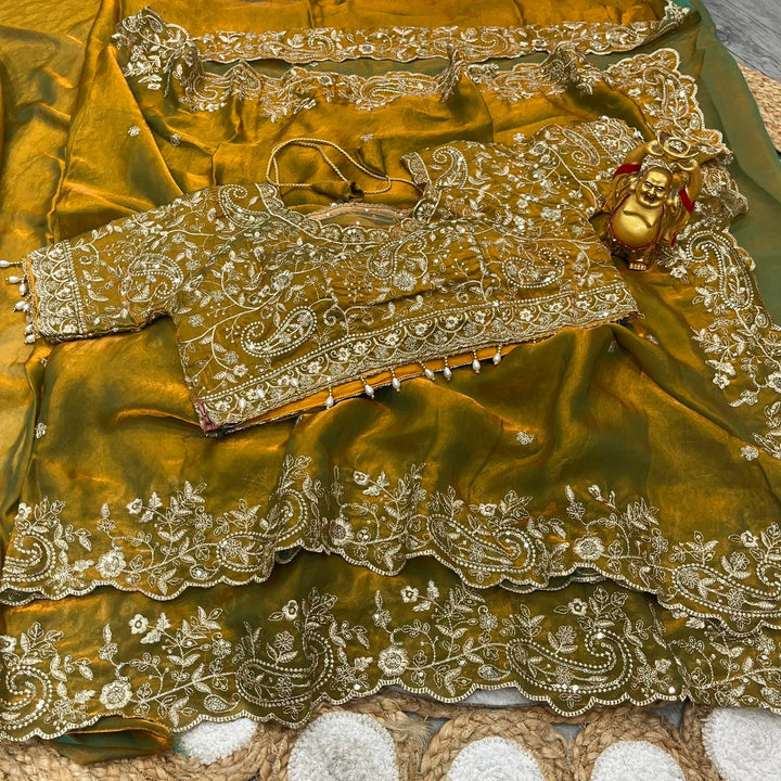 light Leaf Fancy Space Silk Saree