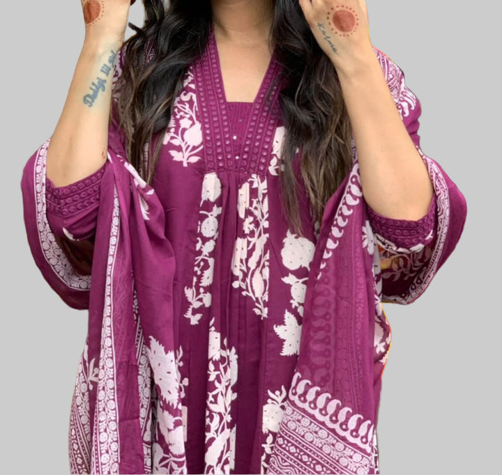 Mist Whirl Cotton Kurti Set