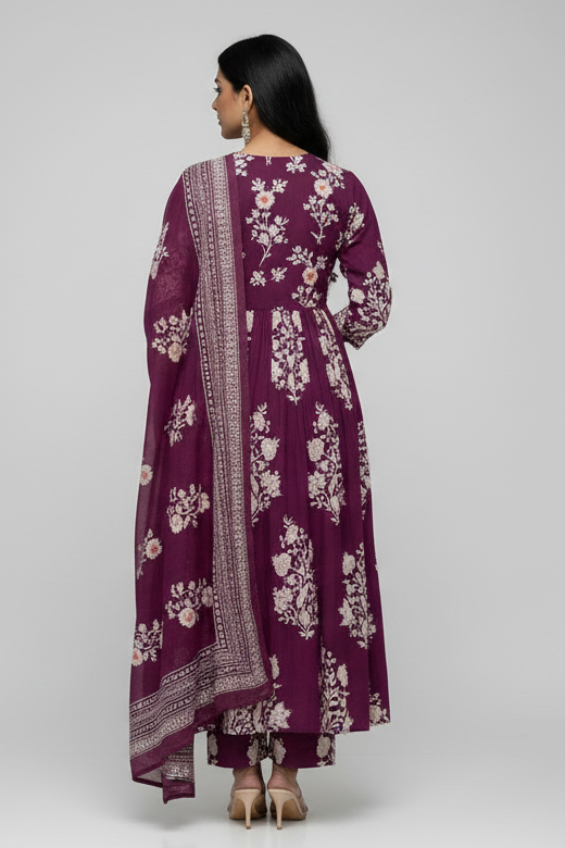 Mist Whirl Cotton Kurti Set