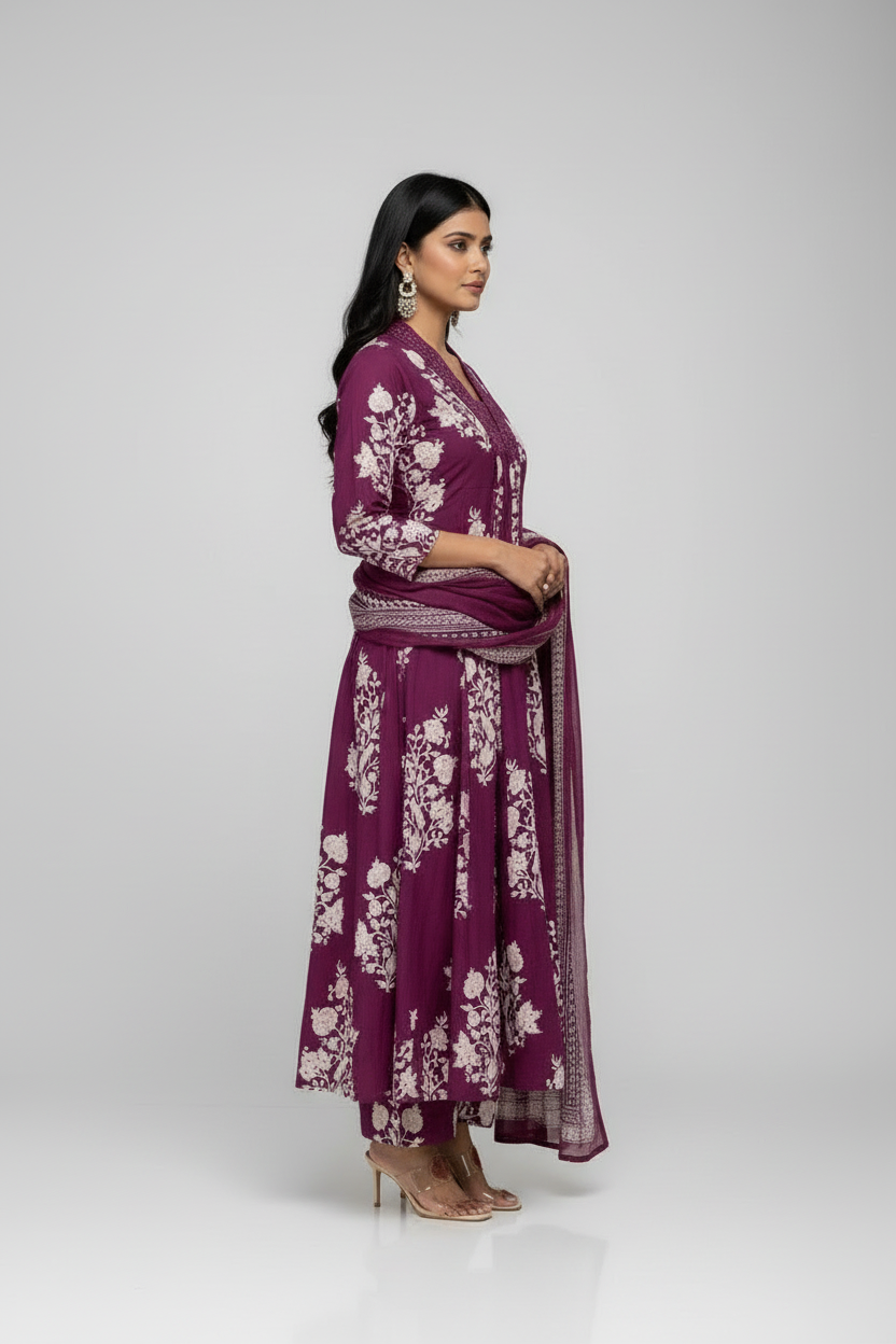 Mist Whirl Cotton Kurti Set