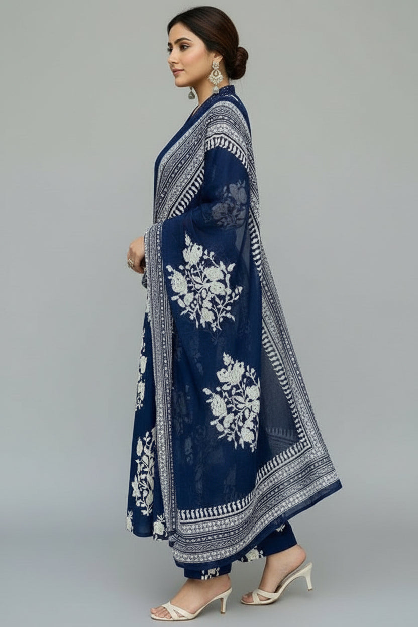 Mist Whirl Cotton Kurti Set