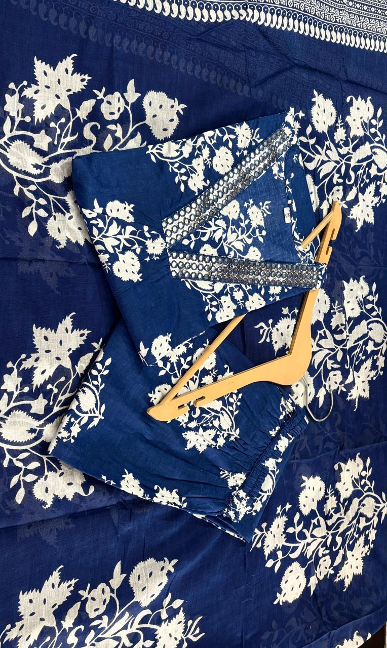 Mist Whirl Cotton Kurti Set