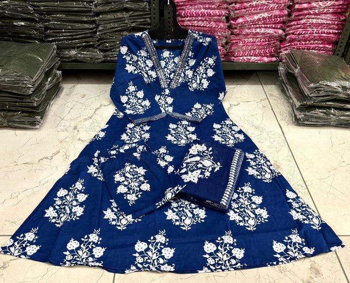 Mist Whirl Cotton Kurti Set