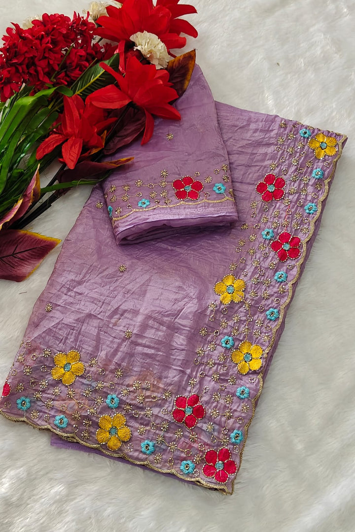 Dewlit Forest Gold Crush Silk Saree