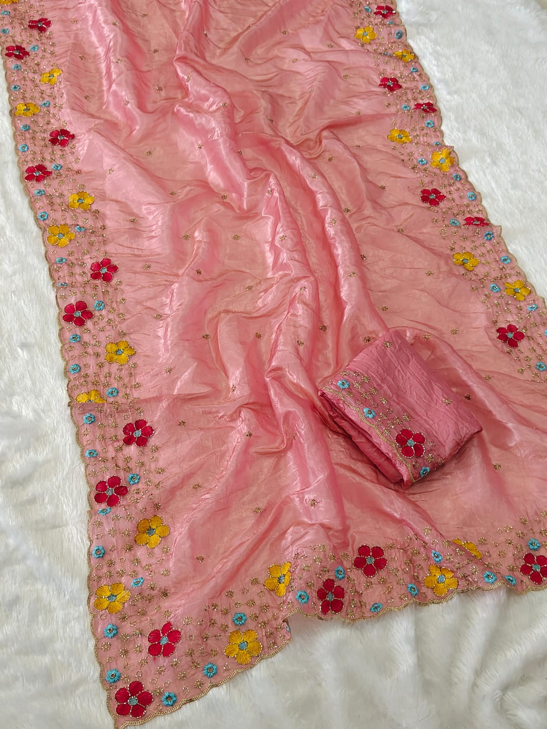 Dewlit Forest Gold Crush Silk Saree